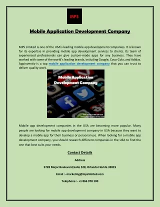 Mobile Application Development Company