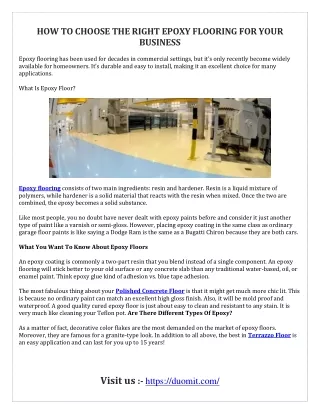 how to choose the right epoxy flooring for your