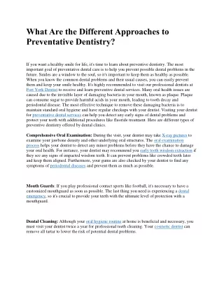 What Are the Different Approaches to Preventative Dentistry