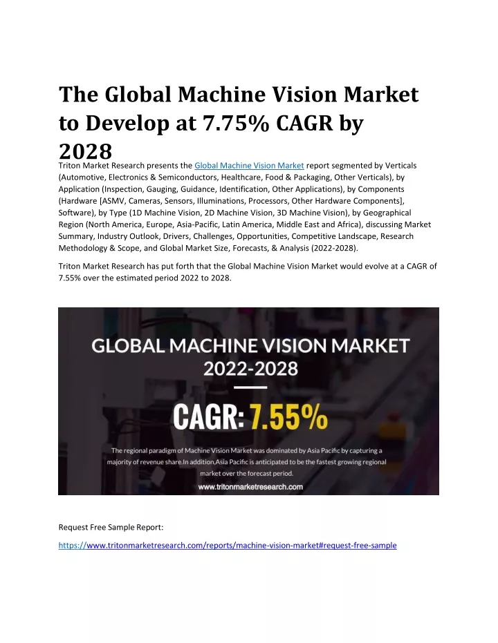 Ppt The Global Machine Vision Market To Develop At Cagr By