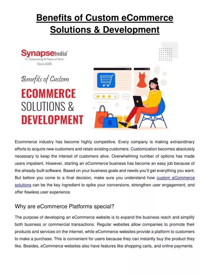 benefits of custom ecommerce solutions development