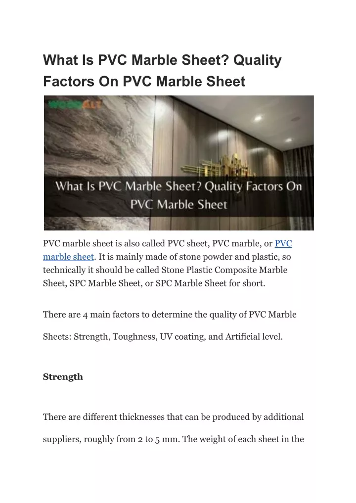 what is pvc marble sheet quality factors