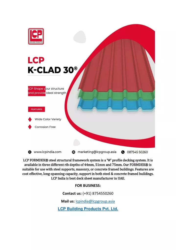 lcp formdek steel structural framework system