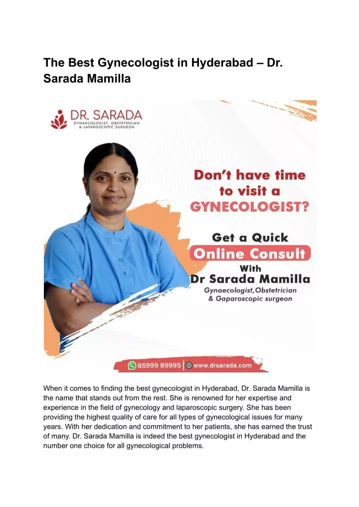 the best gynecologist in hyderabad dr sarada