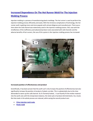 Increased Dependence On The Hot Runner Mold For The Injection Molding Process