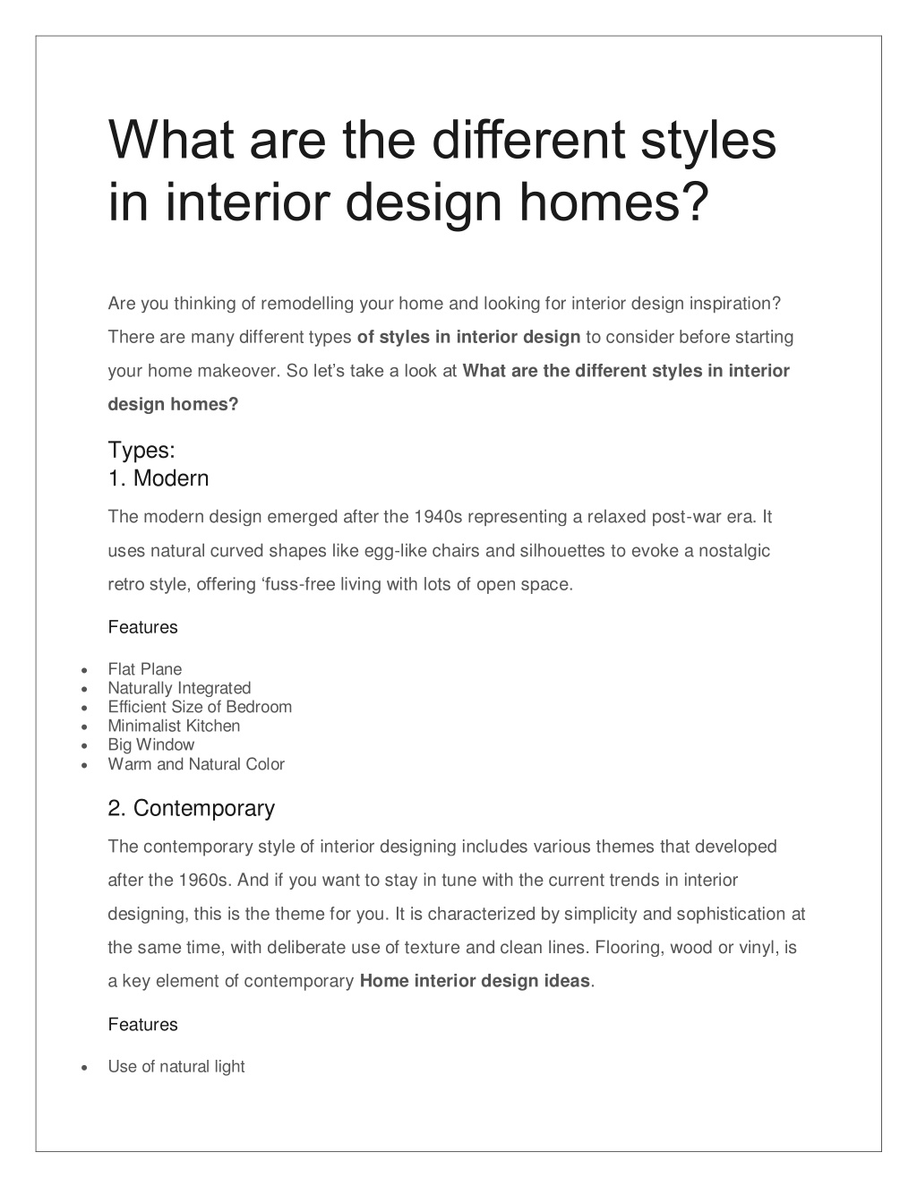 PPT - What are the different styles in interior design homes ...