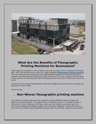 What Are the Benefits of Flexographic Printing Machines for Businesses
