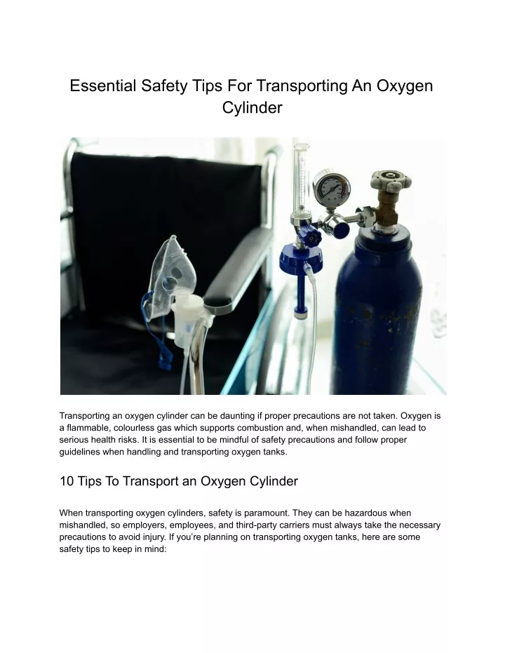 essential safety tips for transporting an oxygen