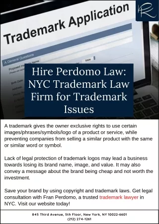 Hire Perdomo Law: NYC Trademark Law Firm for Trademark Issues