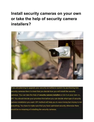 install security cameras on your own or take