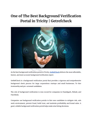 One of The Best Background Verification Portal in Tricity _ Getrefcheck