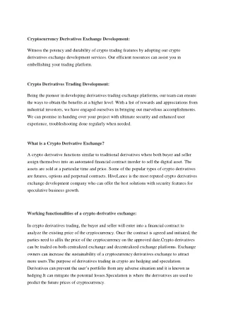 cryptocurrency derivatives exchange development