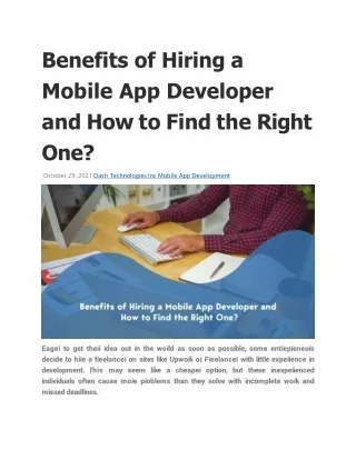 benefits of hiring a mobile app developer