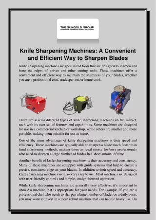 Knife Sharpening Machines