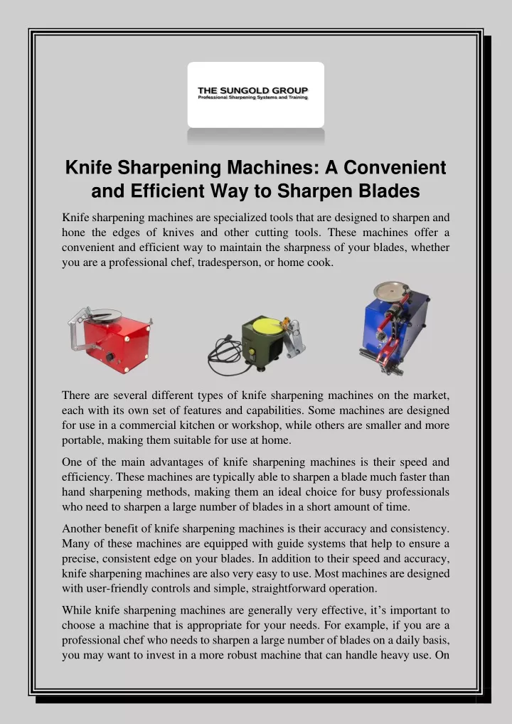 knife sharpening machines a convenient