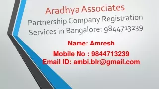 Partnership Company Registration Services in Bangalore:9844713239
