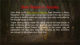 Best Resort In Sariska - Little Affair Sariska
