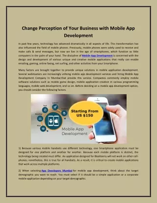 Change Perception of Your Business with Mobile App Development