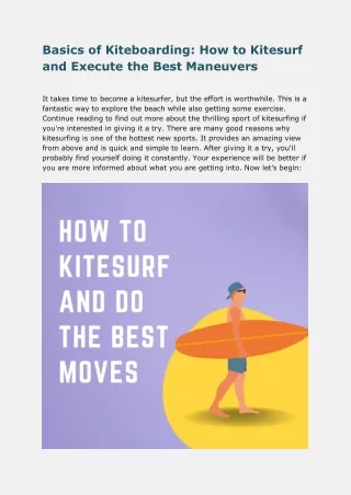 How To Kitesurf and Do the Best Moves