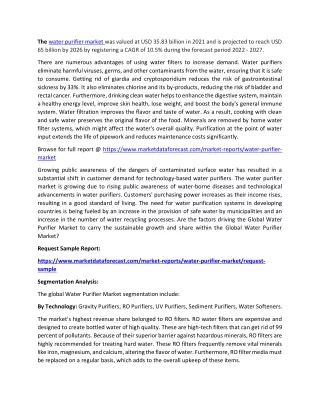 the water purifier market was valued