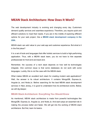 MEAN Stack Architecture: How Does It Work?
