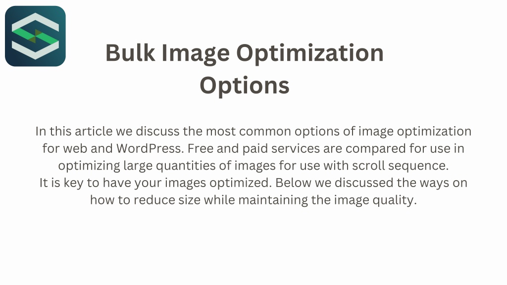 PPT - Bulk Image Optimization Options PowerPoint Presentation, free ...