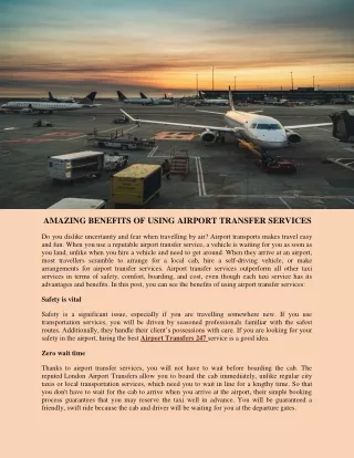 BENEFITS OF USING AIRPORT TRANSFER SERVICES