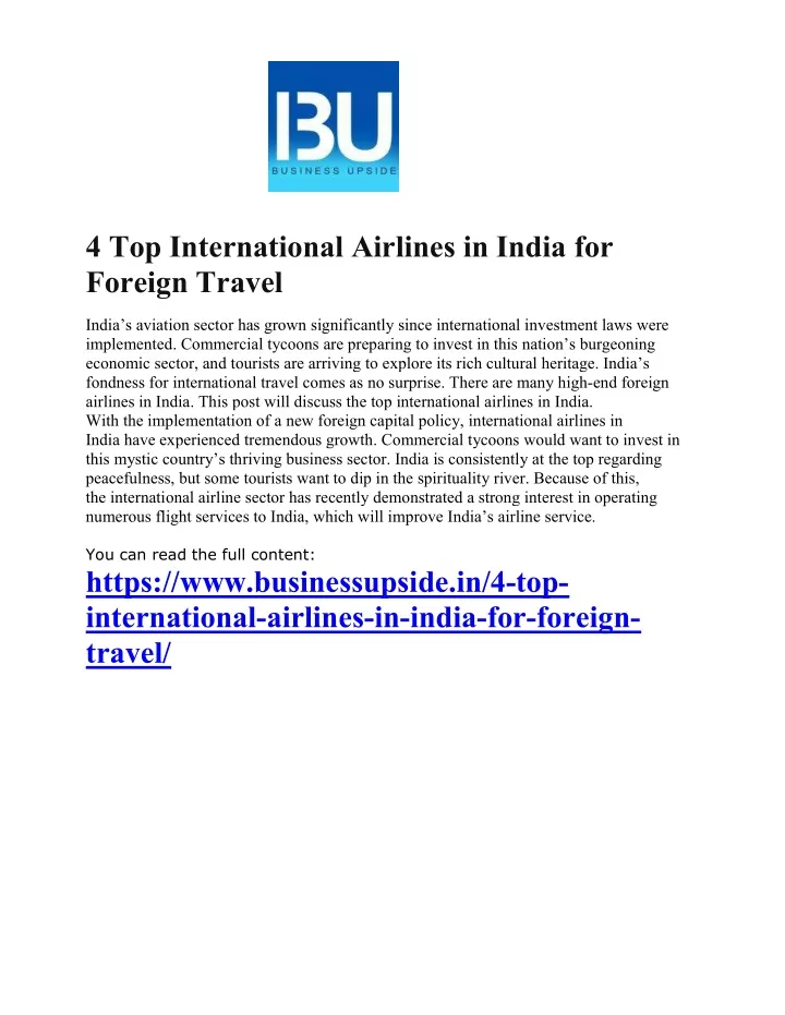 4 top international airlines in india for foreign