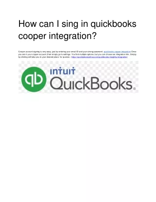 how can i sing in quickbooks cooper integration