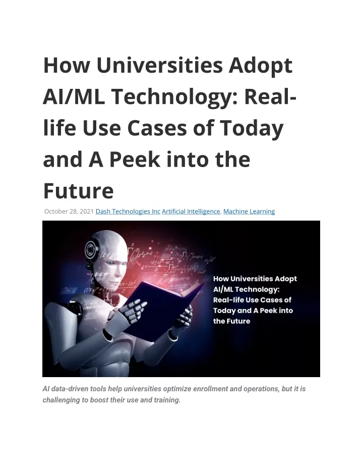 how universities adopt ai ml technology real life