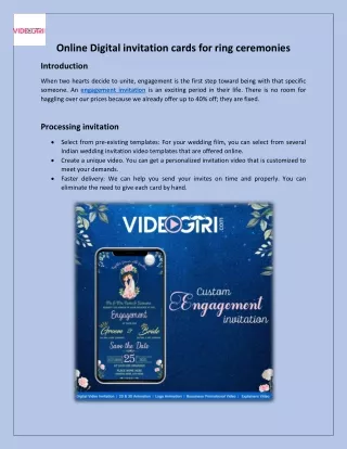 Online Digital invitation cards for ring ceremonies