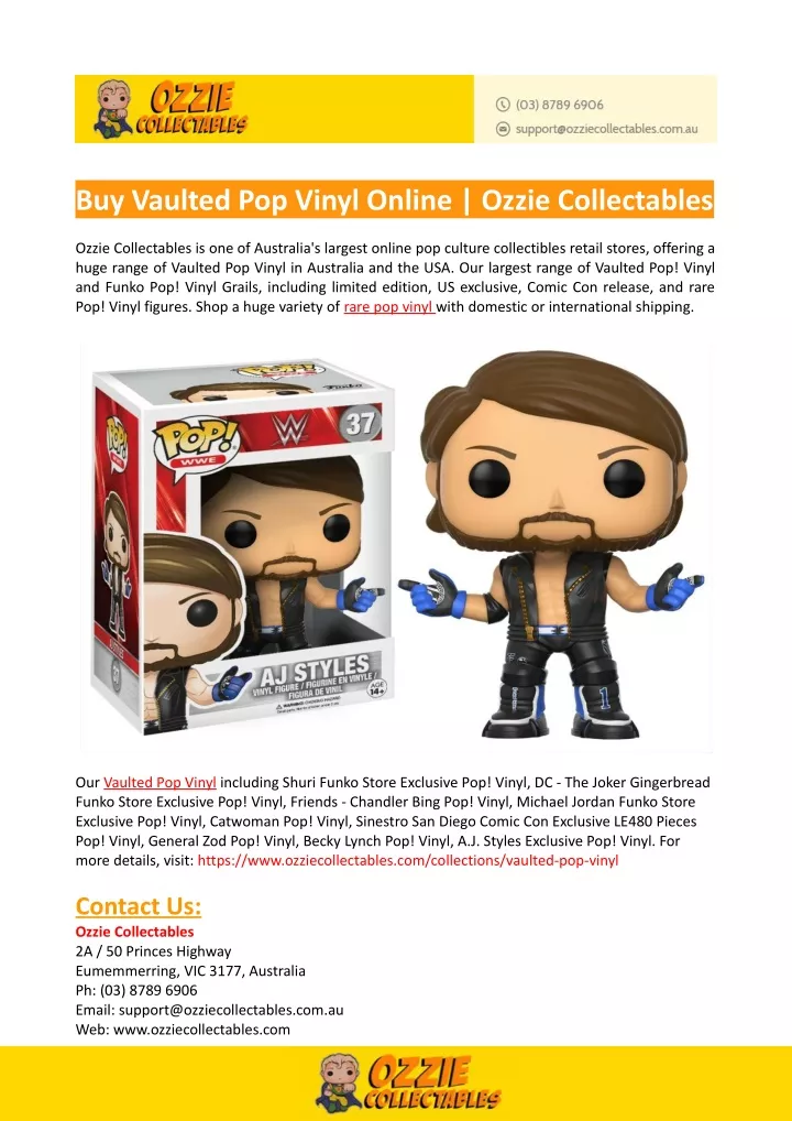 buy vaulted pop vinyl online ozzie collectables