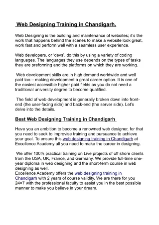web designing training in Chandigarh