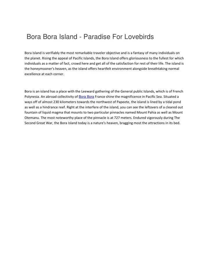 bora bora island paradise for lovebirds