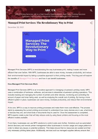 Why Managed Print Services are the Future of Printing