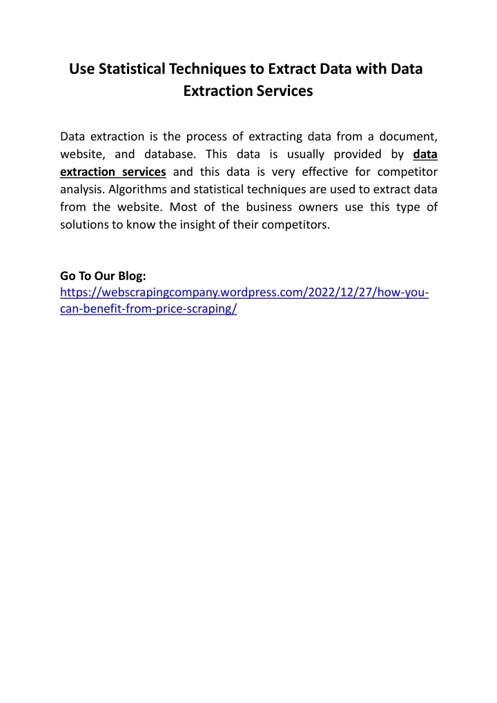 use statistical techniques to extract data with