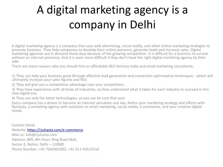 a digital marketing agency is a company in delhi