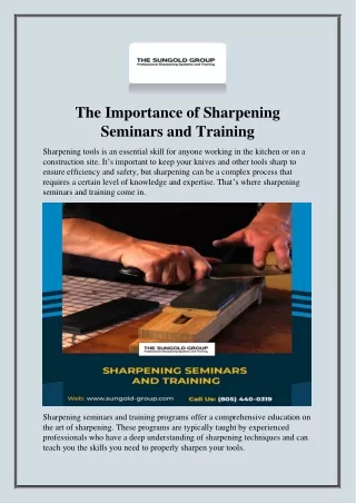 The Importance of Sharpening Seminars and Training