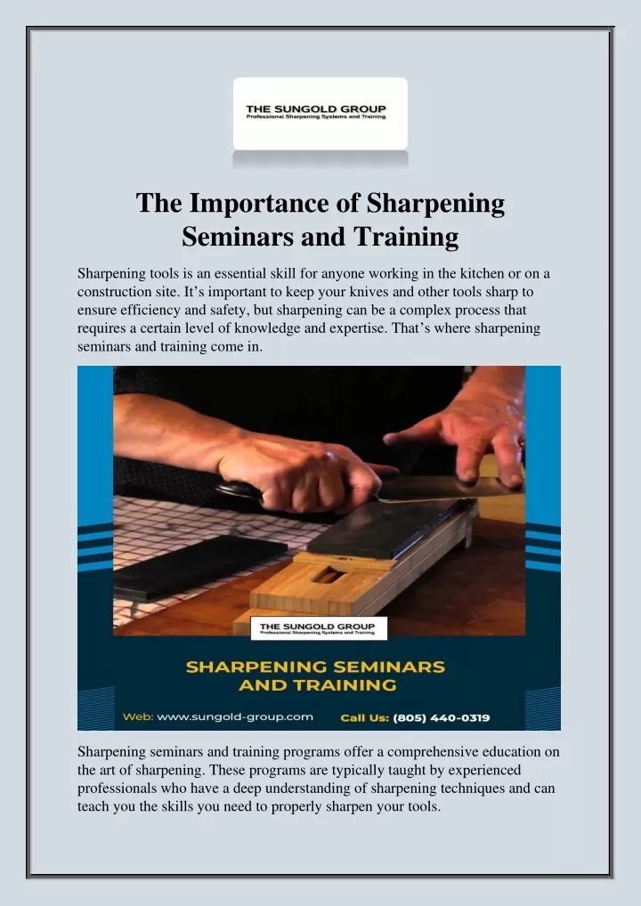 the importance of sharpening seminars and training