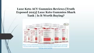 Luxe Keto ACV Gummies Reviews