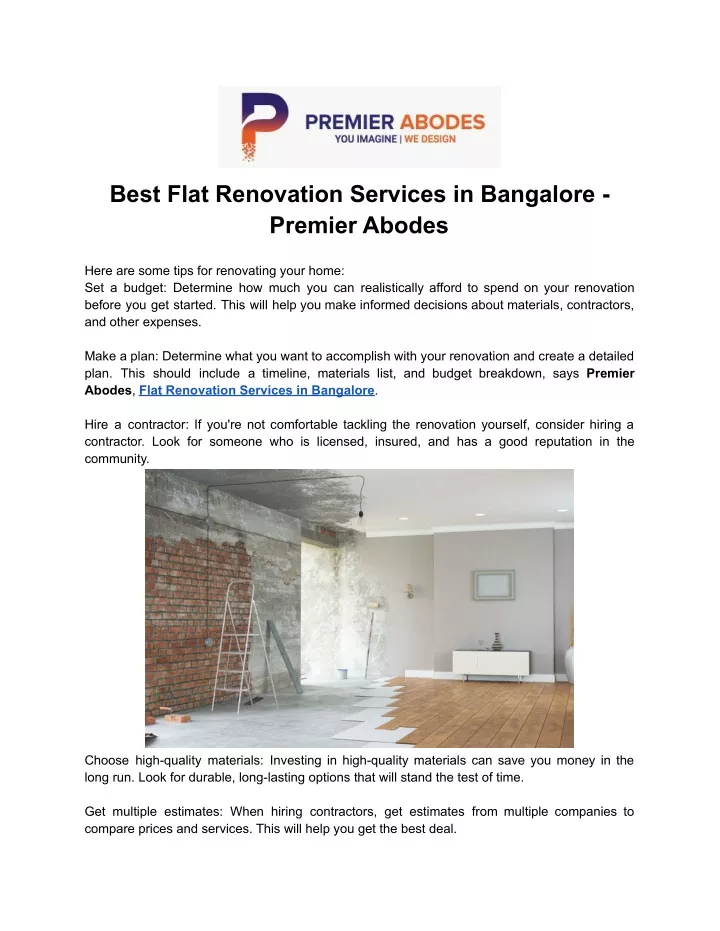 best flat renovation services in bangalore