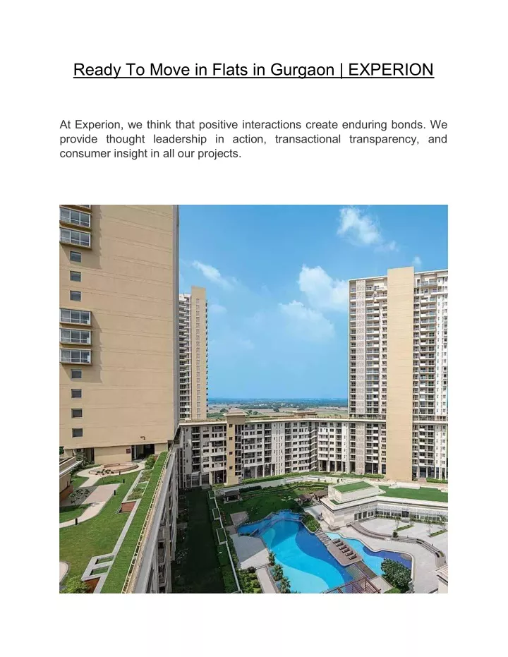 ready to move in flats in gurgaon experion