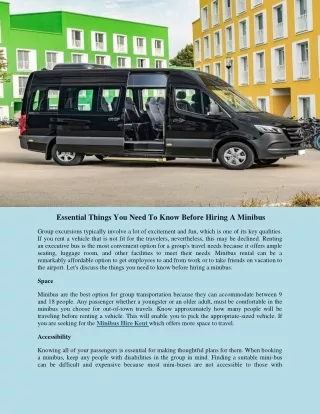 Things You Need To Know Before Hiring A Minibus