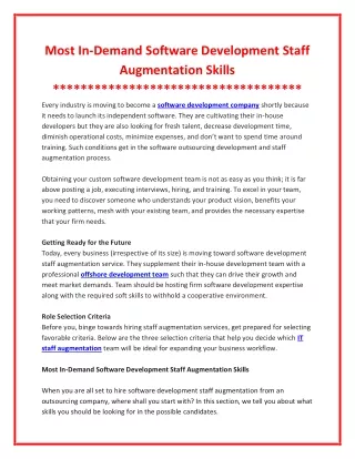 Software Development Staff Augmentation Skills