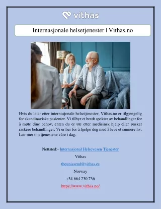 Internasjonale helsetjenester | Vithas.no