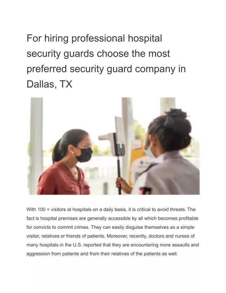 for hiring professional hospital security guards