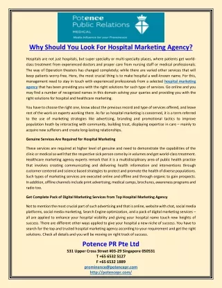Why Should You Look For Hospital Marketing Agency