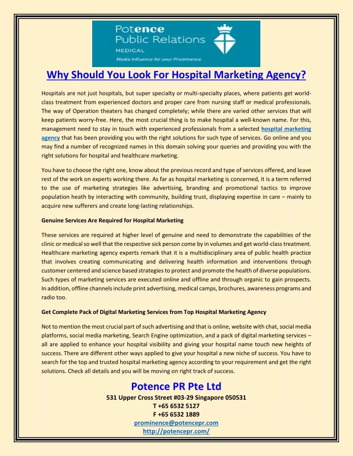 why should you look for hospital marketing agency