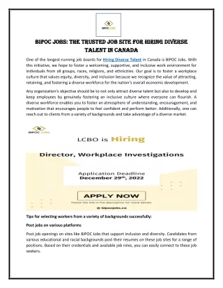 BIPOC Jobs The Trusted Job Site for Hiring Diverse Talent in Canada