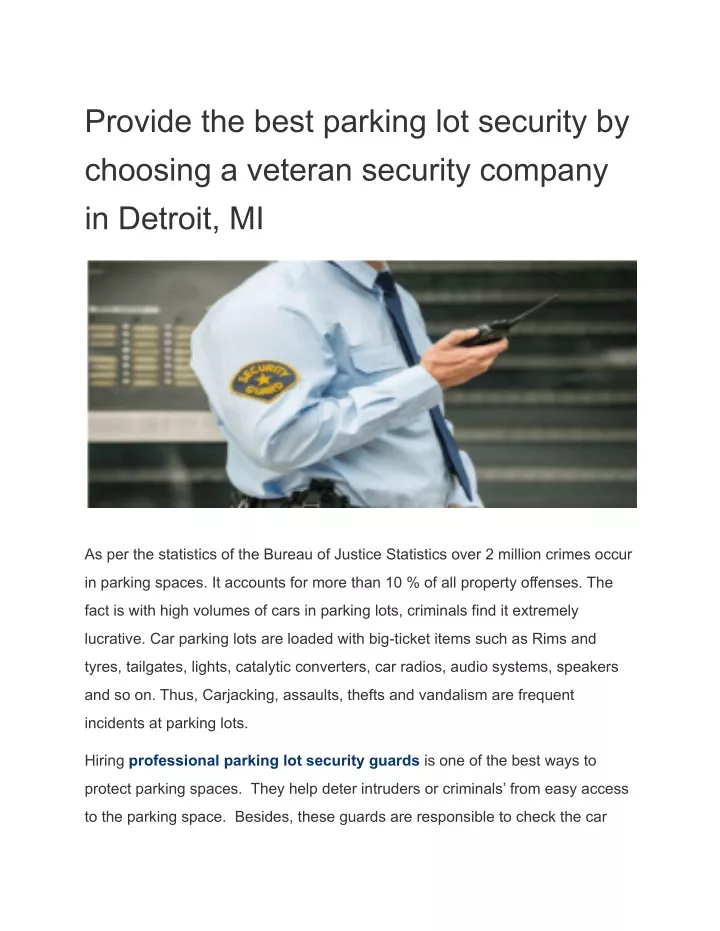 provide the best parking lot security by choosing